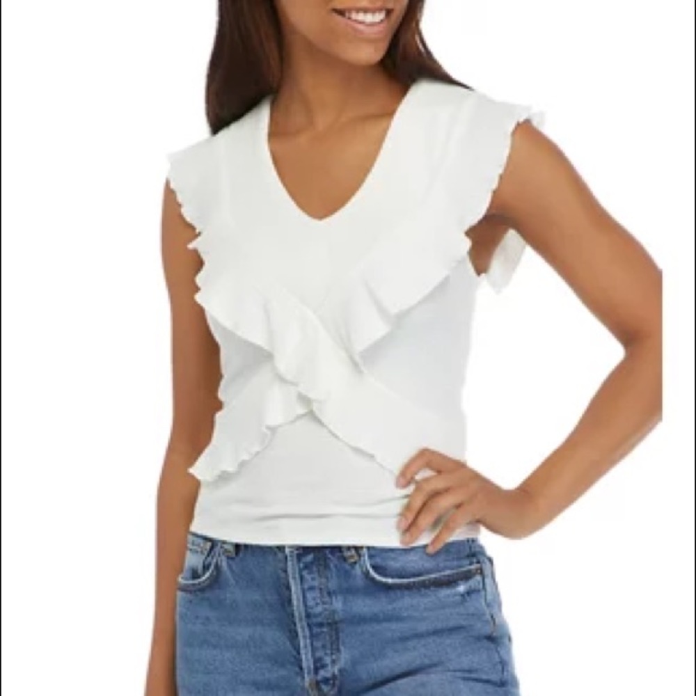 American Rag Cross Front Ruffle Knit Top - Picture 5 of 8